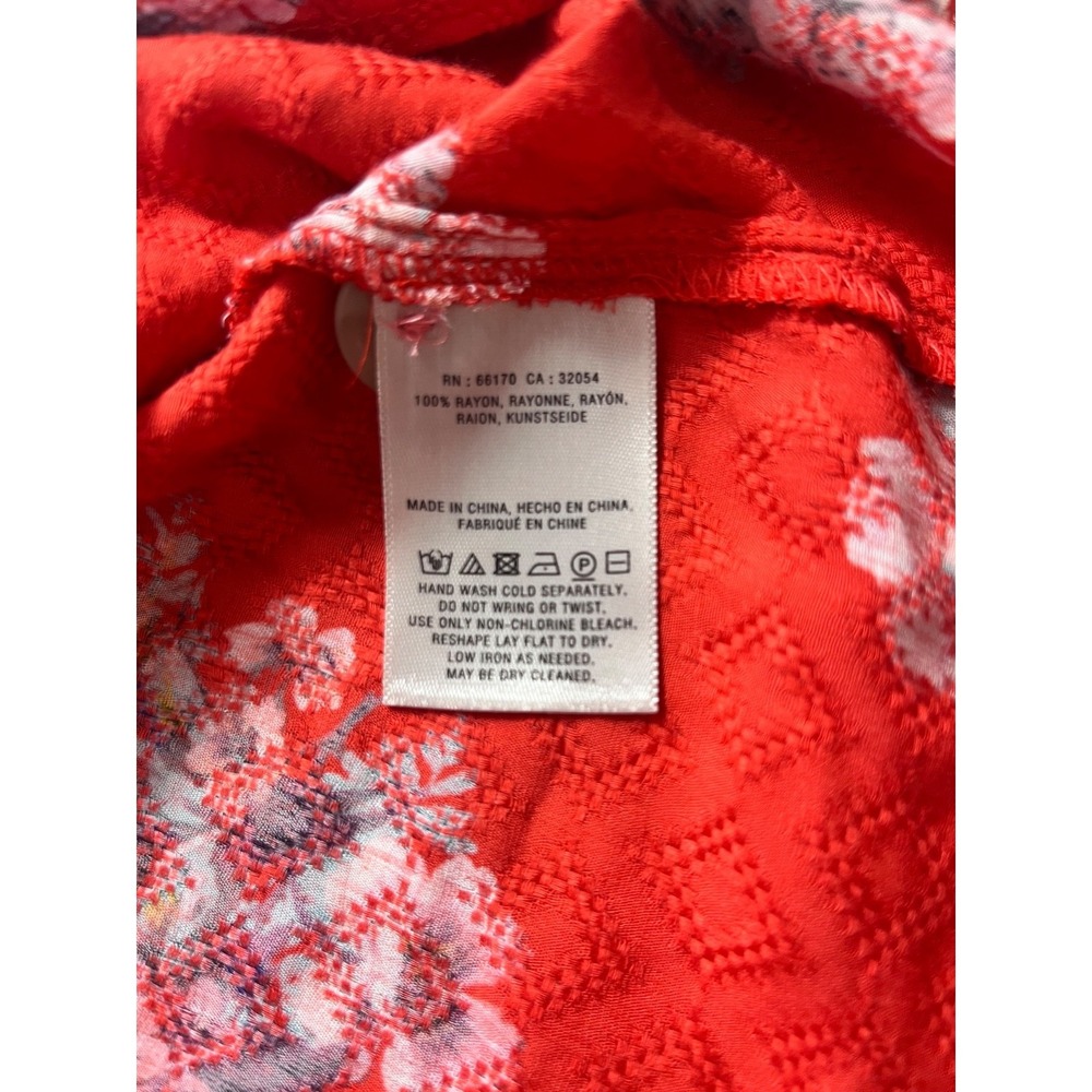 Anthropologie Maeve Hansley Orange Floral V Neck Boho Top Womens sz 10 Summer - Picture 7 of 16